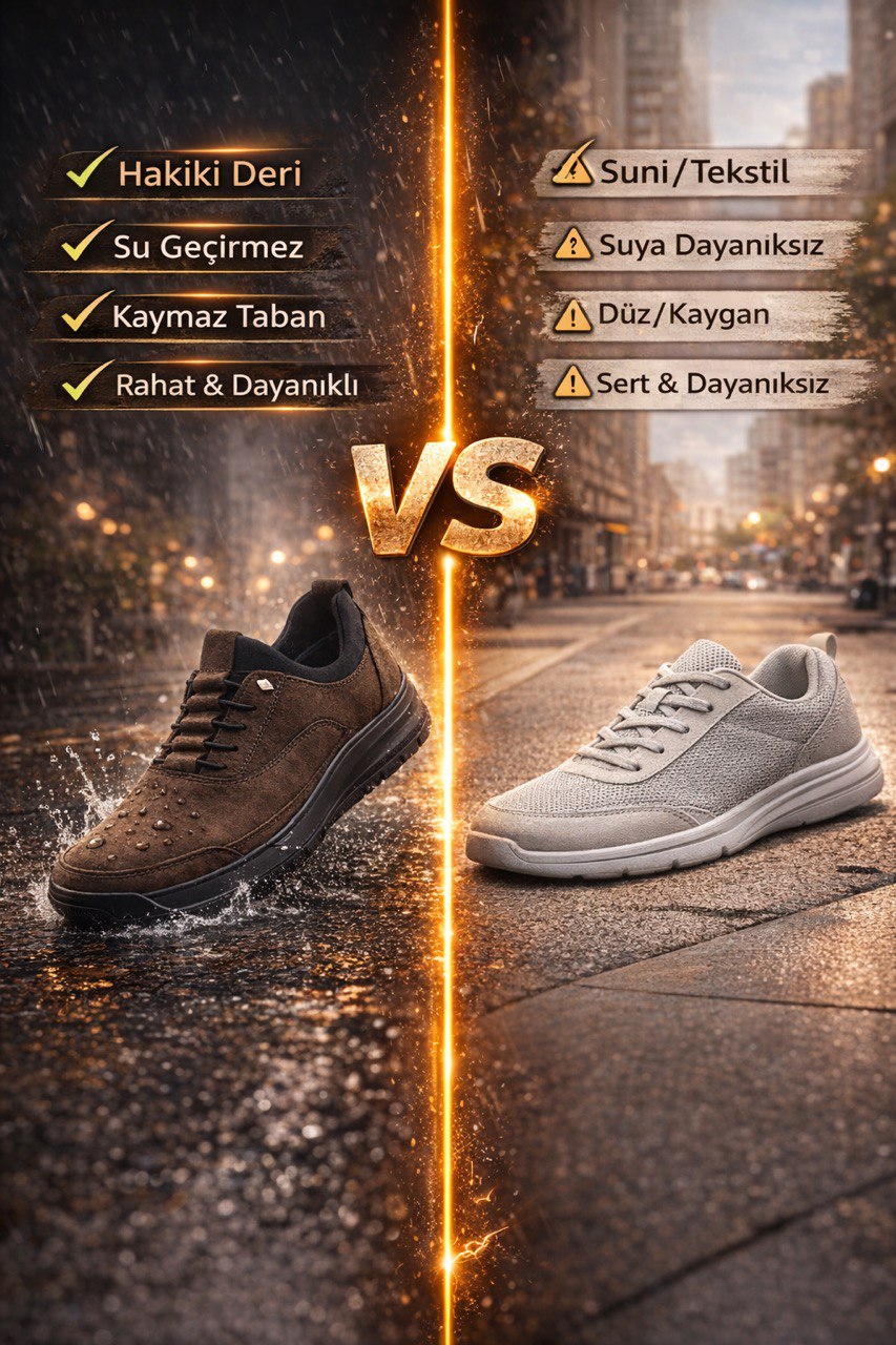 Bağcıksız Ortopedik Deri Ayakkabı