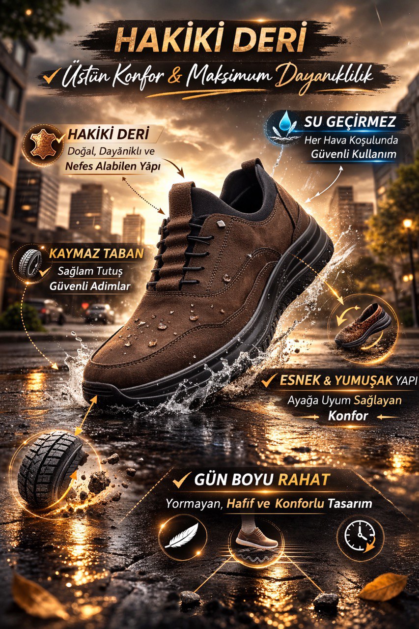 Bağcıksız Ortopedik Deri Ayakkabı