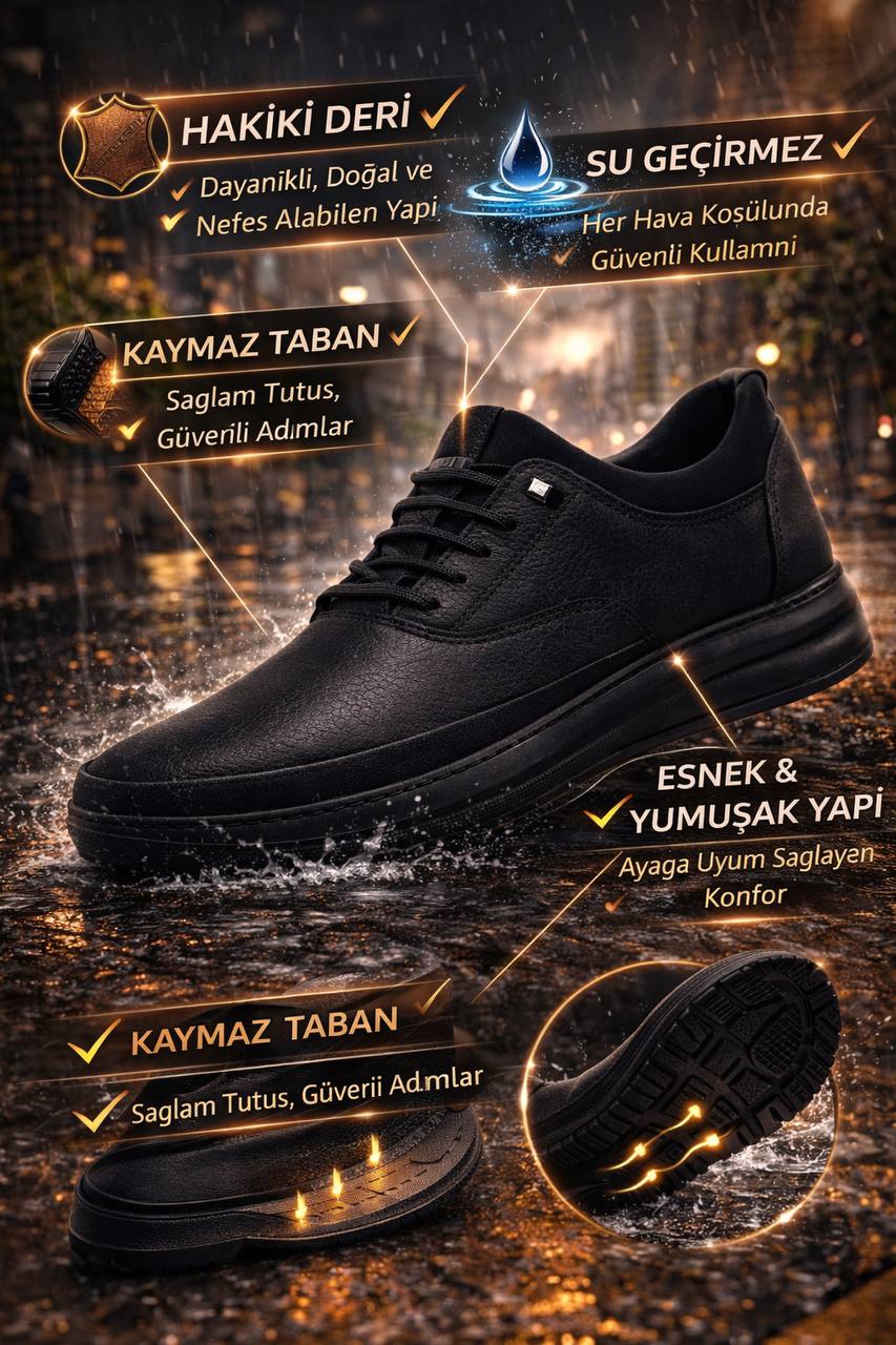 Bağcıksız Ortopedik Deri Ayakkabı